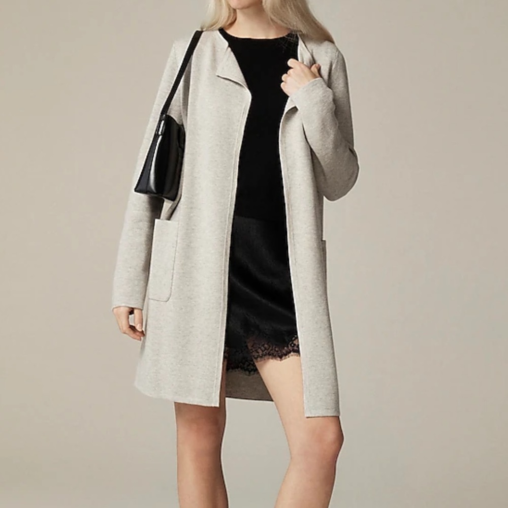 J Crew Juliette Collarless Sweater-Blazer in Heather Dove